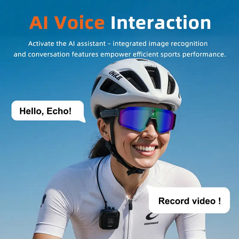 AI Smart Sports Glasses with 8MP Camera, 2K Photo, 1200P Video Recording & Bluetooth Audio