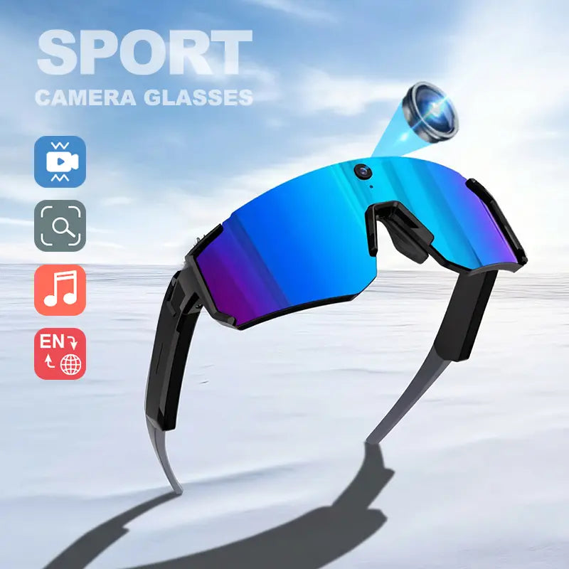 AI Smart Sports Glasses with 8MP Camera, 2K Photo, 1200P Video Recording & Bluetooth Audio