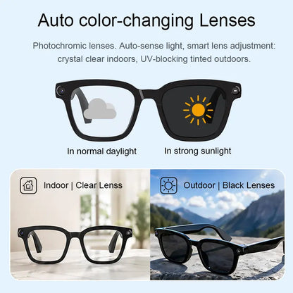 AI Smart Camera Glasses – 1200P Recording, Bluetooth Audio & Voice Assistant
