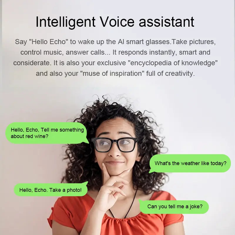 AI Smart Camera Glasses – 1200P Recording, Bluetooth Audio & Voice Assistant