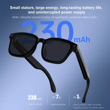 AI Smart Sports Glasses with 8MP Camera, 2K Photo & 1200P Video Recording